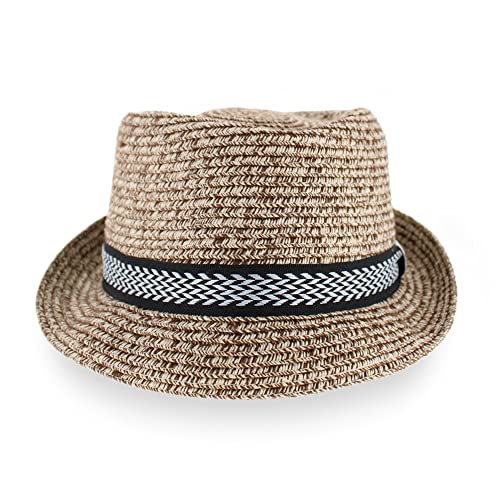 Image of Belfry Men /Women Summer Straw Pork Pie Trilby Fedora Hat in Blue, Tan, Black