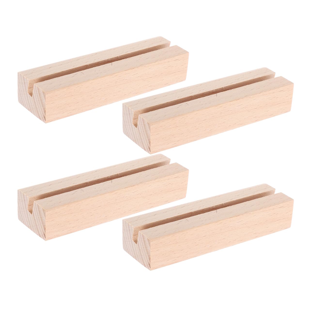 SAFIGLE Set of 4 Place Card Holders Wooden Card Holder with Slot 5 mm Wooden Stand for Calendars and Postcards 10 x 3 x 2 cm Robust Design for Home or Office