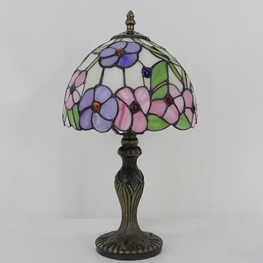 8 Pollici Viola Rosa Fiore colorato Solo Paralume, Bianco Verde Foglia Vetro Paralume per lampadario Lampada da Tavolo Lampada da Parete