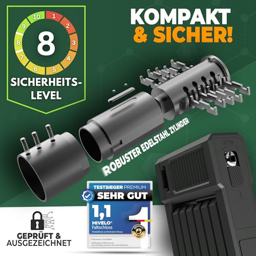 MIVELO Fahrradschloss Faltschloss hohe Sicherheit 85cm lang I Fahrrad Schloss Zahlenschloss inkl. Halterung I Ideal für E Bike… – Ansicht 6