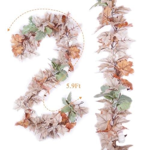 Fall-Garland-2Pack-Maple-Leaf-59Ft-Farmhouse-Harvest-Thanksgiving-Home-Autunm-Decoration-Fall-Decor Fall Garland 2Pack Maple Leaf 59Ft Farmhouse Harvest Thanksgiving Home Autunm Decoration Fall Decor