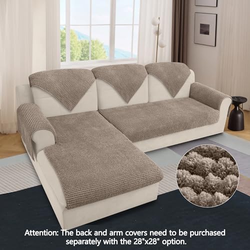Housse de canapé d'angle en chenille kaki clair Arfntevss - 7