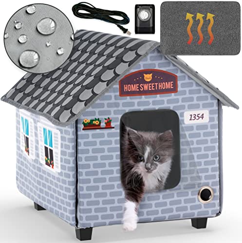 Petyella Heated Cat Houses For Outdoor Cats In Winter - Heated Outdoor Cat House Weatherproof - Outdoor Heated Cat House - Easy To Assemble #TOP25