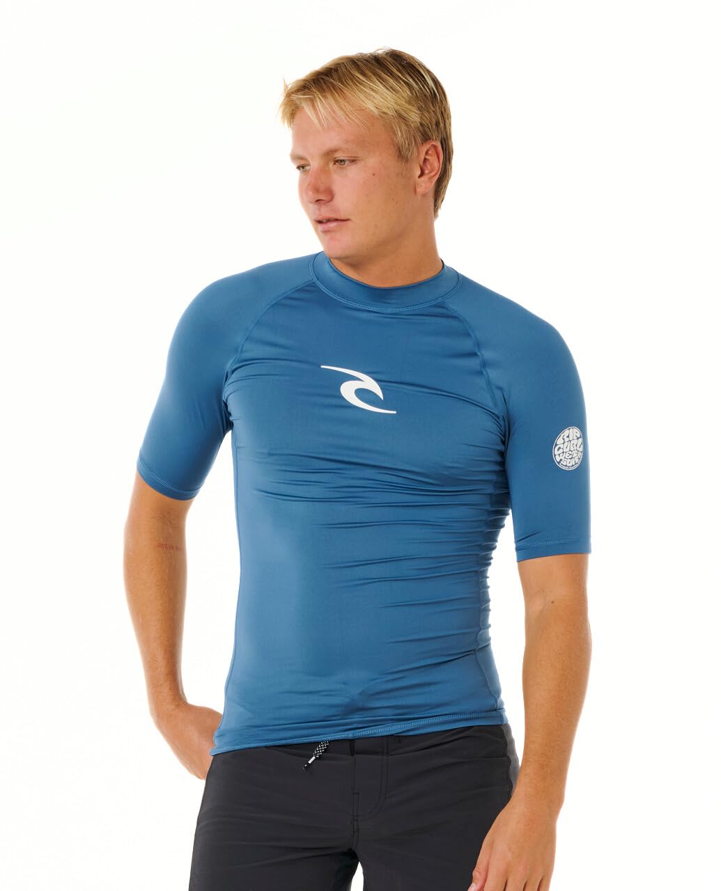 Rip Curl Men's Bluefin Waves Upf50 Performance Short Sleeve Rash Vest Top Size Uk Large