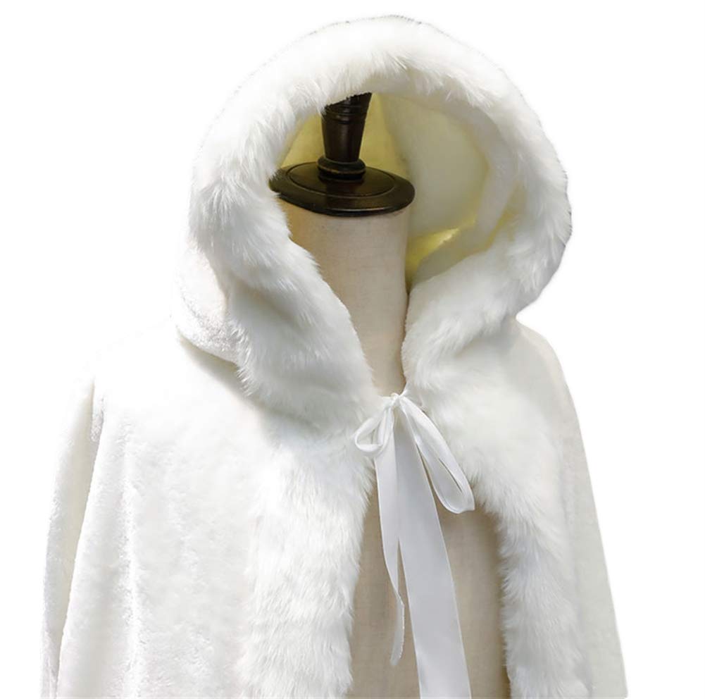 Capa Mujer con Capucha Pelo Abrigo Largo para Invierno Elegante Chal Disfraces Boda Fiesta Navidad Halloween