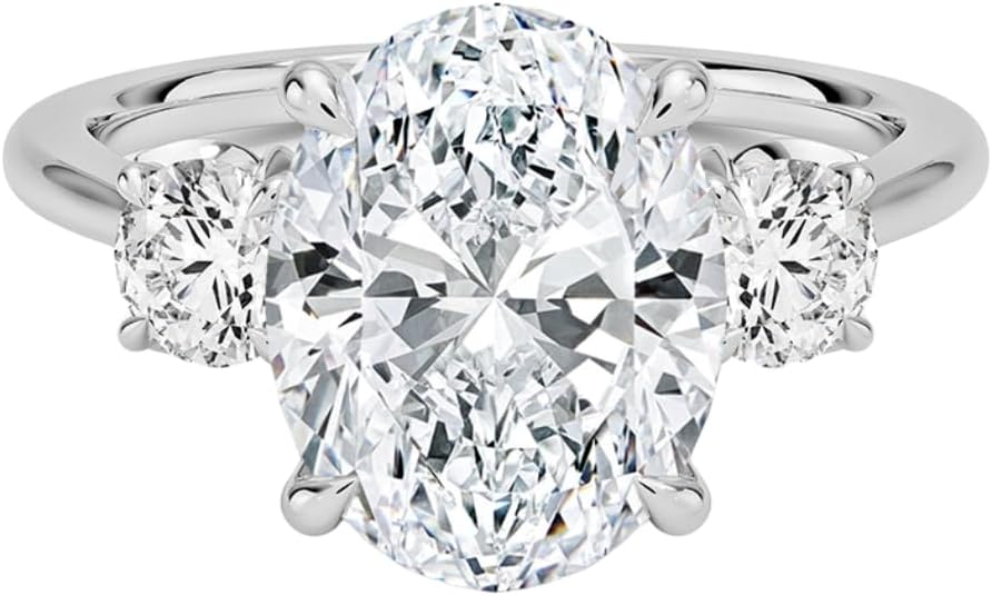 1-5 Carat Oval Moissanite Engagement Ring 925 Sterling Silver & 10k 14k 18k Solid Gold Petal Three Stone Moissanite Ring Christmas Gift For Women