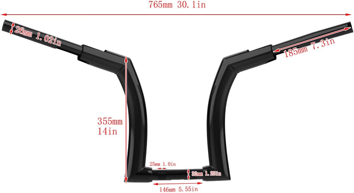 14'' Riser Ape Handlebar Drag Bar Bagger Hanger Fit For Harley Road King CVO Classic Custom 2014 2015 2016 2017 2018 2019 2020 2021 2022 2023 2024