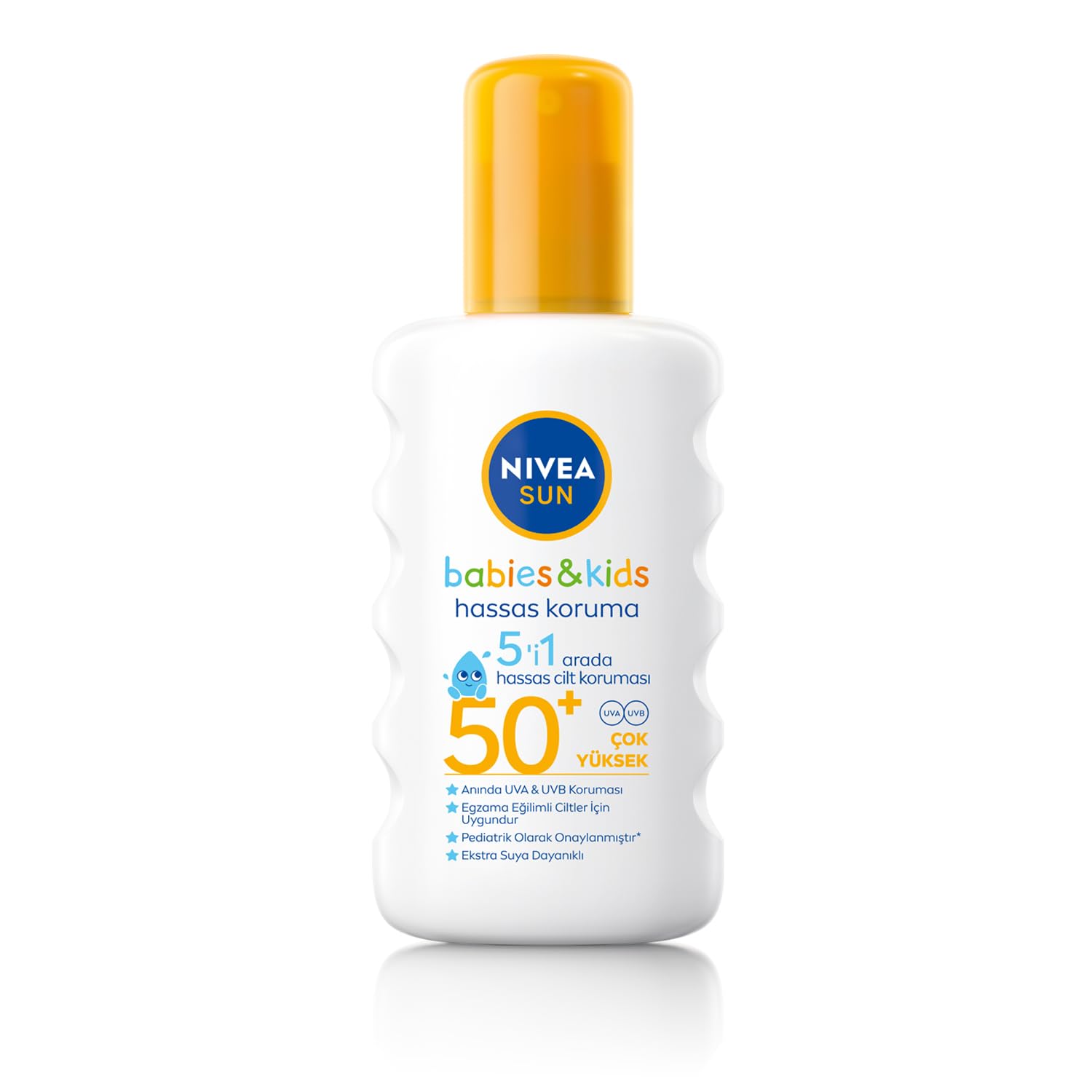 NIVEA SUN SPF50 Çocuklar İçin Hassas Güneş Koruyucu Vücut Spreyi 200ml, UVA Koruması, 5i 1 Arada Bakım