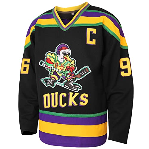 Camiseta de hóquei no gelo do filme Charlie Conway #96 Mighty Ducks Adam Banks #99, 96 Preto, G