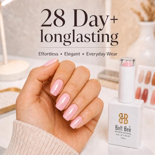Image of Bolt Bee Gel Nail Polish with Glossy Finish | Gel Paint Soak Off UV Led Non-Smudging,Long-Lasting Nail paint | Highly Pigmented Gloss Touch Polish For Home Manicure & Salon | Gift Set for Women-15ml