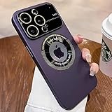 YUMESS Großes Fenster-Logo-Loch-Gehäuse für iPhone 14 Pro Max 12 Pro 13 Pro Max 14 Plus PC-Hartkameraschutz-Ladeabdeckung, lila, für iPhone 11