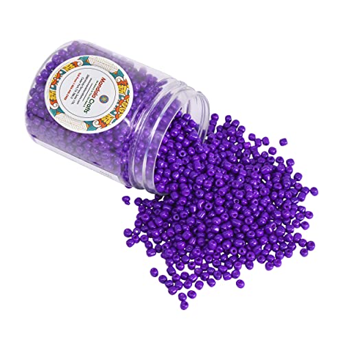 Image of Mandala Crafts 6 /0 Glass Seed Beads for Beadwork - 2500 Pcs 4mm Purple Round Small Rocaille Beads for Jewelry Making, Necklace Bracelet Earring Craft Supplies