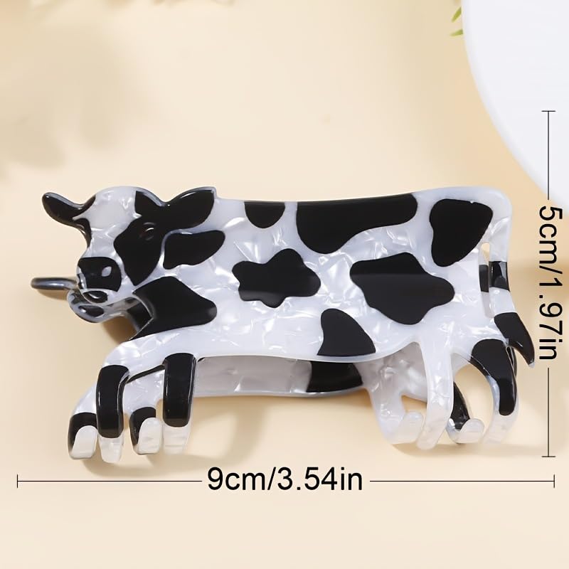 Fall Hair Clips for Women Cute Milk Cow Clip for Hair Cute With Rhinestone Designs Black White Animals Hair Claws Cute Clamp Clips for Women Large Hair Claw Clip Hair Clip for Thin Hair 1PCS - Image 5