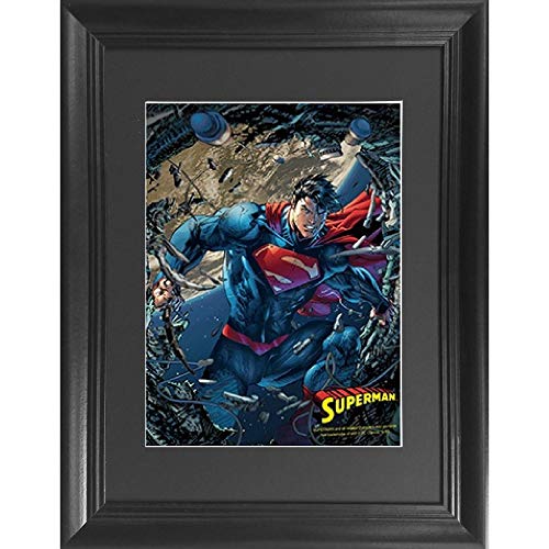 Superman Man of Steel 3D Poster Wall Art Decor Framed Print | 14.5x18.5 | Lenticular Posters & Pictures | Memorabilia Gifts for Guys & Girls Bedroom | DC Comic Book Classic Superhero Movie Fan Photo