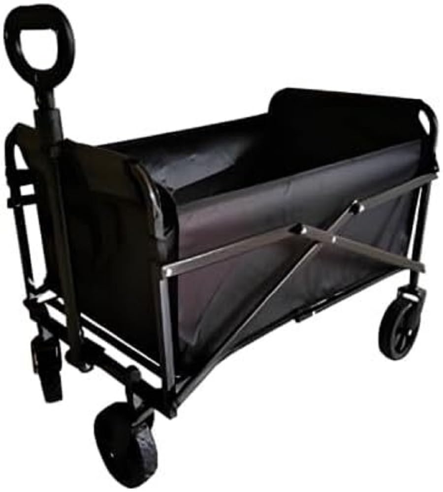 Mobiclinic®, Duna Basic Foldable Handcart for Beach and Garden, Adjustable Handle, 360º All-Wheel Wheels, Load Capacity 80 kg, 71 x 47 x 50 cm, Waterproof, Steel, PVC, Black