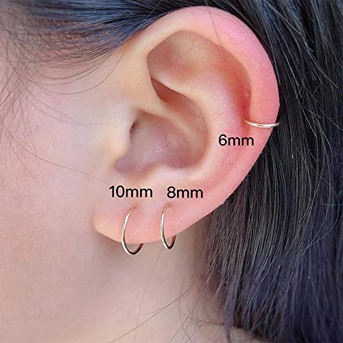 Image of Huggie Hoop Earrings for Women Men - 316L Surgical Stainless Steel 6mm 8mm 10mm Mens Ear Hugging Hoop Earrings for Cartilage Gold Black 20G 18G Hypoallergenic Second Hole Sleeper Hoop Earrings