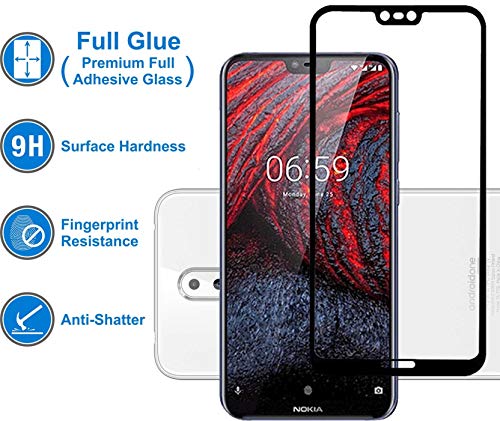 Image of Gorilion | For Nokia 6.1 Plus | Tempered Glass protector Full Glue Edge to Edge Fit 9H Hardness Anti-Scratch Crystal Clarity Screen Guard for Nokia 6.1 Plus - Black