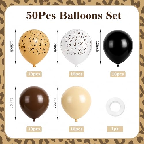Image of Cheetah Print Balloons, 50 Pcs 12 Inch Black Brown Balloons