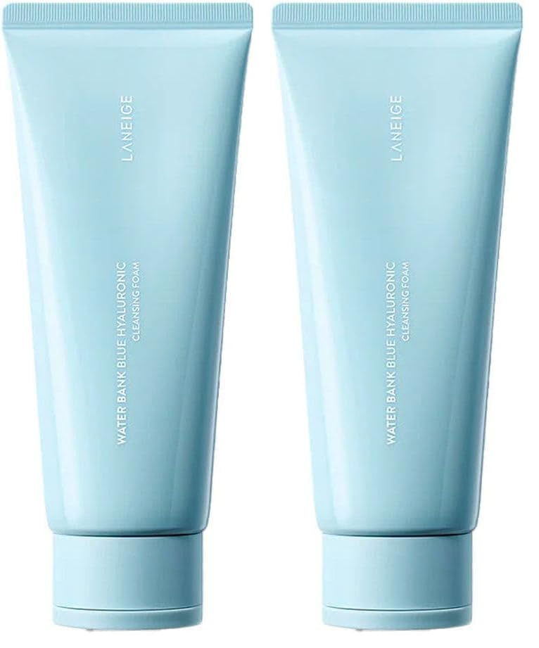 Image of LANEIGE Water Bank Hyaluronic Acid Cleansing Gel Foam | Hydrating Facial Cleanser with Hyaluronic Acid | Gentle Formula for Clean, Refreshed Skin | Korean Skincare Essential-150ml (Pack of 2)