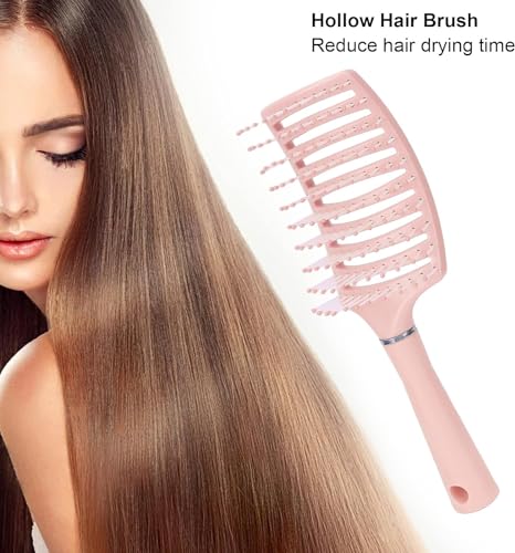 Image of Vitalogy - Hair Brush for Women and Men CURVED & VENTED - Detangler Paddle Hair Brush For All Hair Types (Wet, Dry & Damaged Hair) - Hair Straightener for Curly Hair, Blow Drying (Pink)