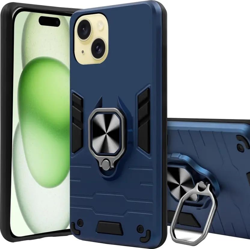 Image of AIBEX Armor Back Cover Compatible for Apple iPhone 13| Rugged Shockproof Case with Ring Holder & Kickstand | Military-Grade Protection | Magnetic Car Mount Compatible