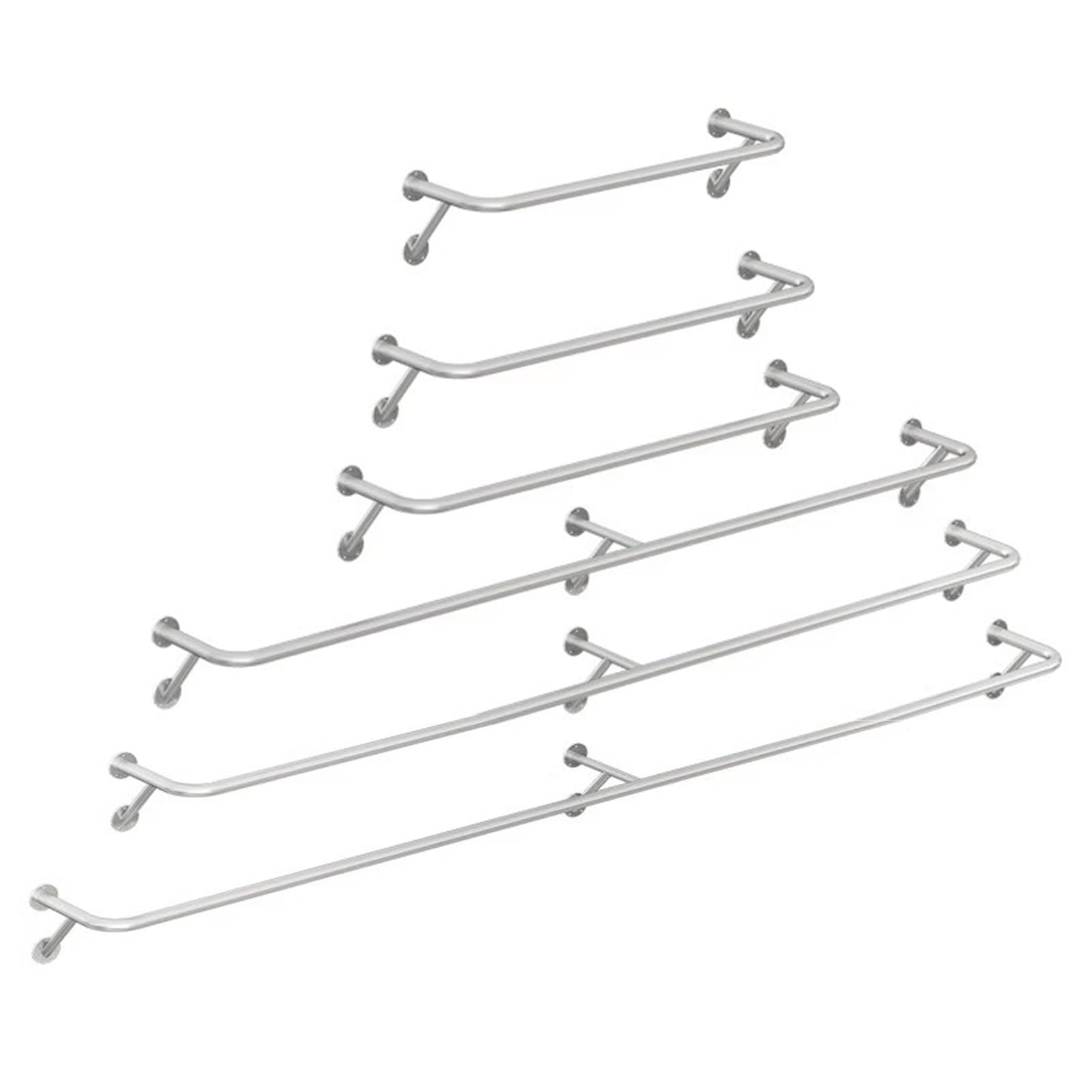 Perchero montado en la pared – 80 – 200 cm sin entrada de acero, ahorro de espacio, organizador de ropa para el hogar y exhibición minorista, plateado (tamaño: 100 cm)