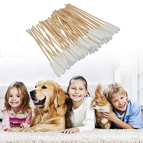Hunde Wattestäbchen,200 Stück Ohrreiniger für Hunde,Hunde Wattestäbchen Ohrreiniger,Ohrenreiniger Hund,Größe Haustiere Ohrreiniger Lang juckende Ohren,Reinigungstupfer zur Reinigung von Tieren