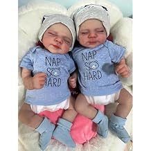 Anano Reborn Baby Dolls, 18 Inch Full Body Reborn Baby Twins Doll, Lifelike Realistic Newborn Twins Boys, Anatomically Correcrt Boys, Full Body Twin Doll, Set for Kids Age 3+