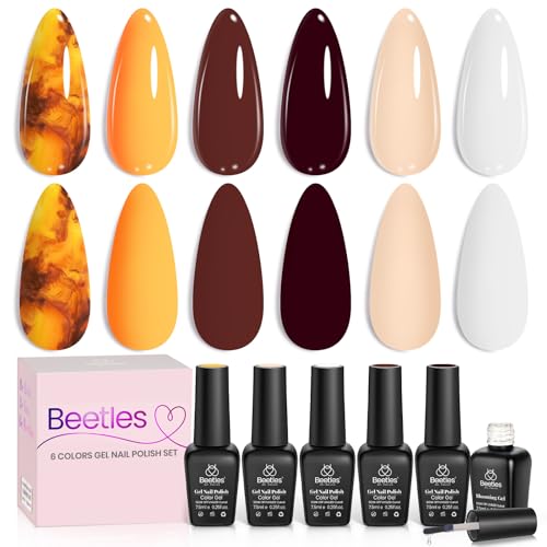 beetles Gel Polish Kit with Blooming Gel, 5 Colors Amber