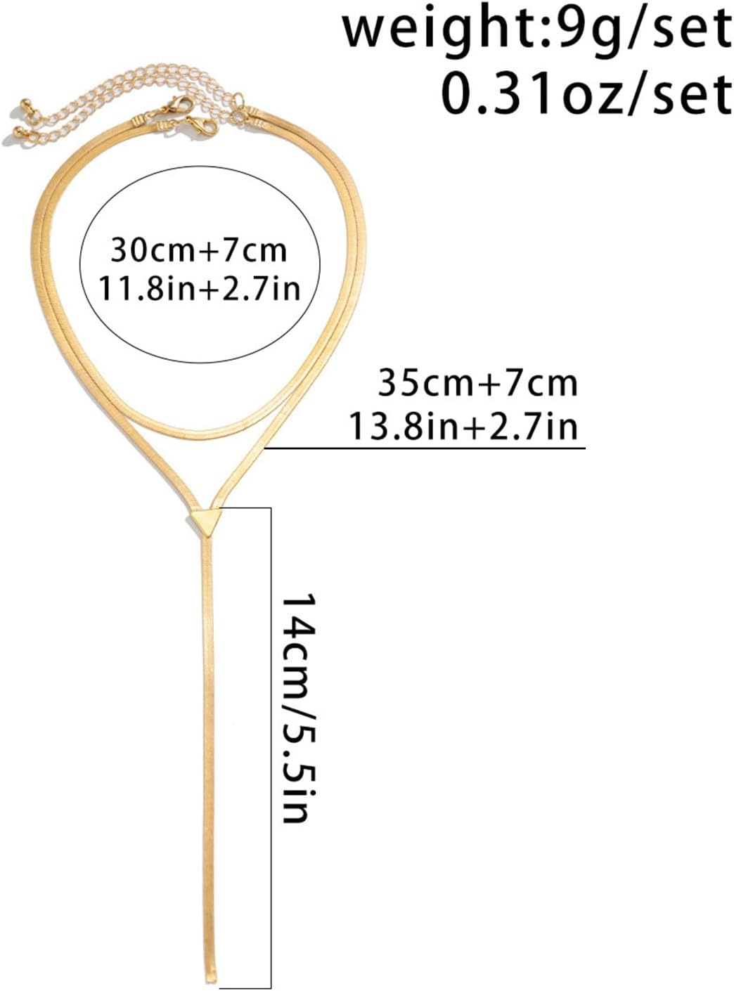 Gold Plated Snake Chain Choker Necklace for Women,Simple Stackable Statement Long Tassel Layered Y-Necklace Striking Banquet Band Club Jewelry Gifts - Image 3