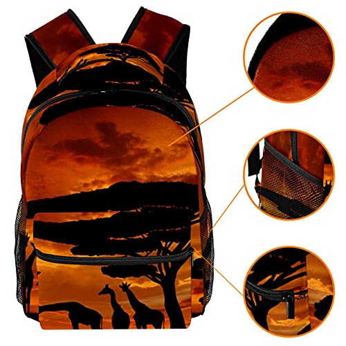 Mochila escolar universitaria de jirafas del paisaje africano y deporte al aire libre 3