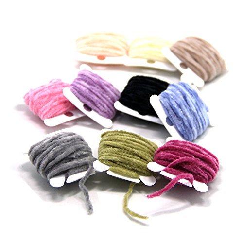 SAMSFX Fly Tying Body Materials Rayon Chenille Yarn 2mm Small 10 Random Colors Assorted 30M