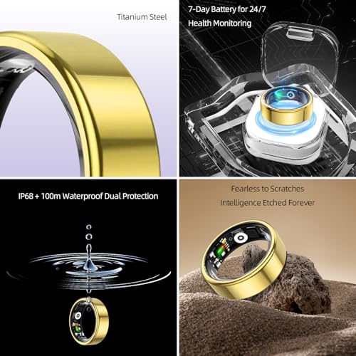 Image of Smart Ring for Women & Men Fitness Sleep Heart Tracker | No Subscription, 5-Day Battery, Heart Rate, Stress, Sleep & Activity Monitoring, IP68 Waterproof, iOS & Android Compatible