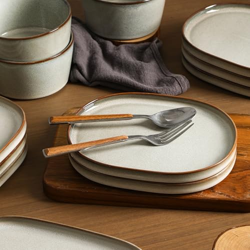Image of Stone Lain Cairo 24-Piece Dinnerware Set Stoneware, Plates and Bowls Set, Microwave and Dishwasher Safe, Includes Dinner and Salad Plates, Cereal Bowls, Dishes for 8, Grey