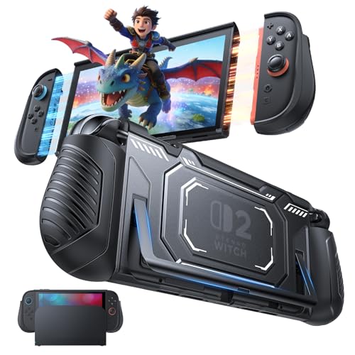 Image of FASTSNAIL Switch 2 Protective Case, Protective Cover with Dockable TPU Middle Frame, Non-Slip Ergonomic Grip for Joycon 2, Comfortable Handheld Shell Case for Switch 2 Accessories for Wii Skins