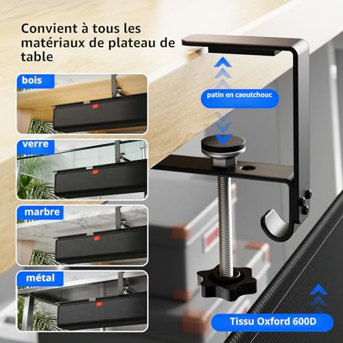 Cache-câbles en tissu Oxford 600D résistant pour grand bureau de 90cm - 7