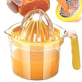 RIVTUN Lemon Orange Manual Juicer Hand Squeezer with Built-in Measuring Cup and Grater Anti-Slip...
