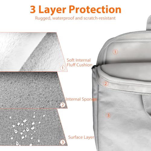 Image of Hand-held Laptop Sleeve Case Water-Resistant Protection Cover with Front Pocket Retractable Handle Computer Bag for 15.6 Inch Compatible with Laptop /Notebook /Tablet ，Grey
