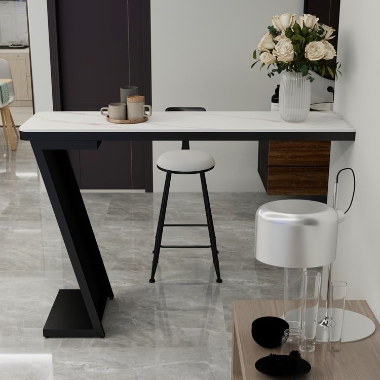 Table de Bar Haute Rectangulaire 140x40x105cm Métal Robuste Extérieur