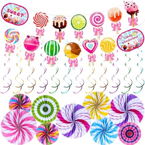 Candyland Decor 2-Pack Candy Party Banners - Lollipop Cutout Decorations For Candyland Birthday & Baby Shower Gumdrop Garland - View #10