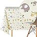 Price comparison product image KP HOME Wipe Clean Tablecloth Reusable In Light Creame Beige - Fun Kids Safari Animals PVC Table Cover - Rectangle 200 x 140 cm - Wipeable Vinyl Table Cloth With Animal Print For Children