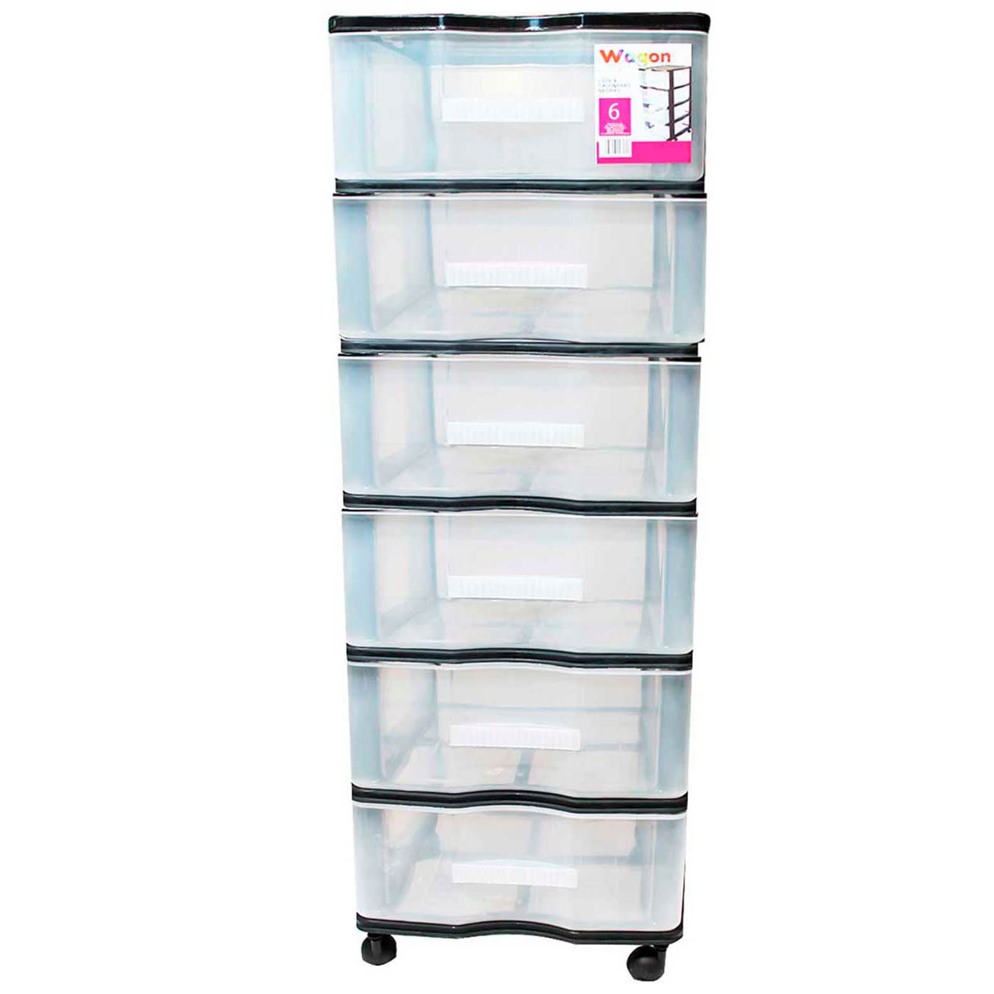 Acan Cassettiera Wagon, colore nero, con 6 cassetti, con ruote, 98,5 x 36,5 x 38 cm. Contenitore in plastica per foglietti speciale per ufficio o casa. Strumento di ordinazione per vari ambiti.