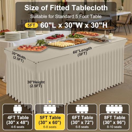 Image of Smiry Spandex Elastic Fitted Table Cloth Skirt for 5FT Rectangle Table