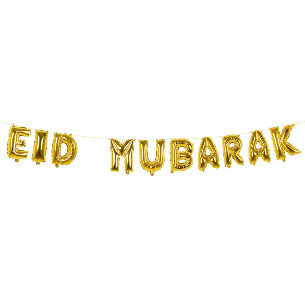 Boland 50916 Foil Balloon Garland Eid Mubarak, Length 5 m, Party Decoration, Ramadan, Hanging Decoration