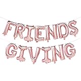 Friendsgiving Balloon Banner | Thanksgiving Friends Party Decoration | Rose Gold, 16inch Tall