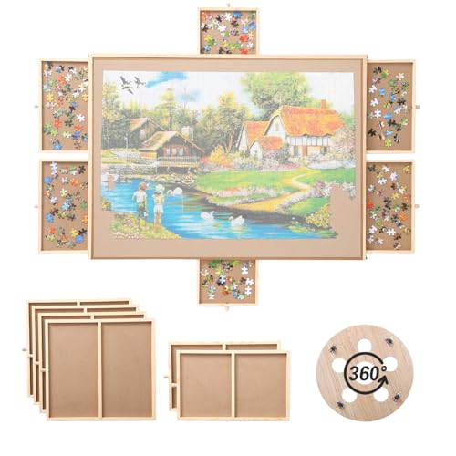 Table de puzzle portable haut de gamme en bois avec housse et tiroirs