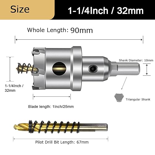 Vista 30 de ASNOMY Broca de sierra con punta de carburo de tungsteno para metal duro, cortador de sierra de agujero T.C.T de 3 pulgadas con 2 brocas piloto