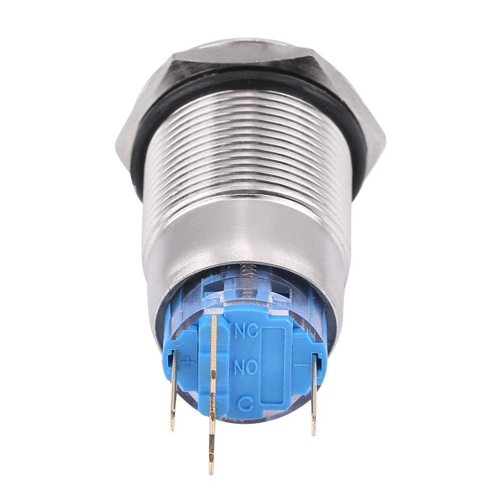 Keenso Led Drukknop 19 mm - 12-24V Metalen Zelfborgende Schakelaar - Waterdicht (2 Stuks, Blauw