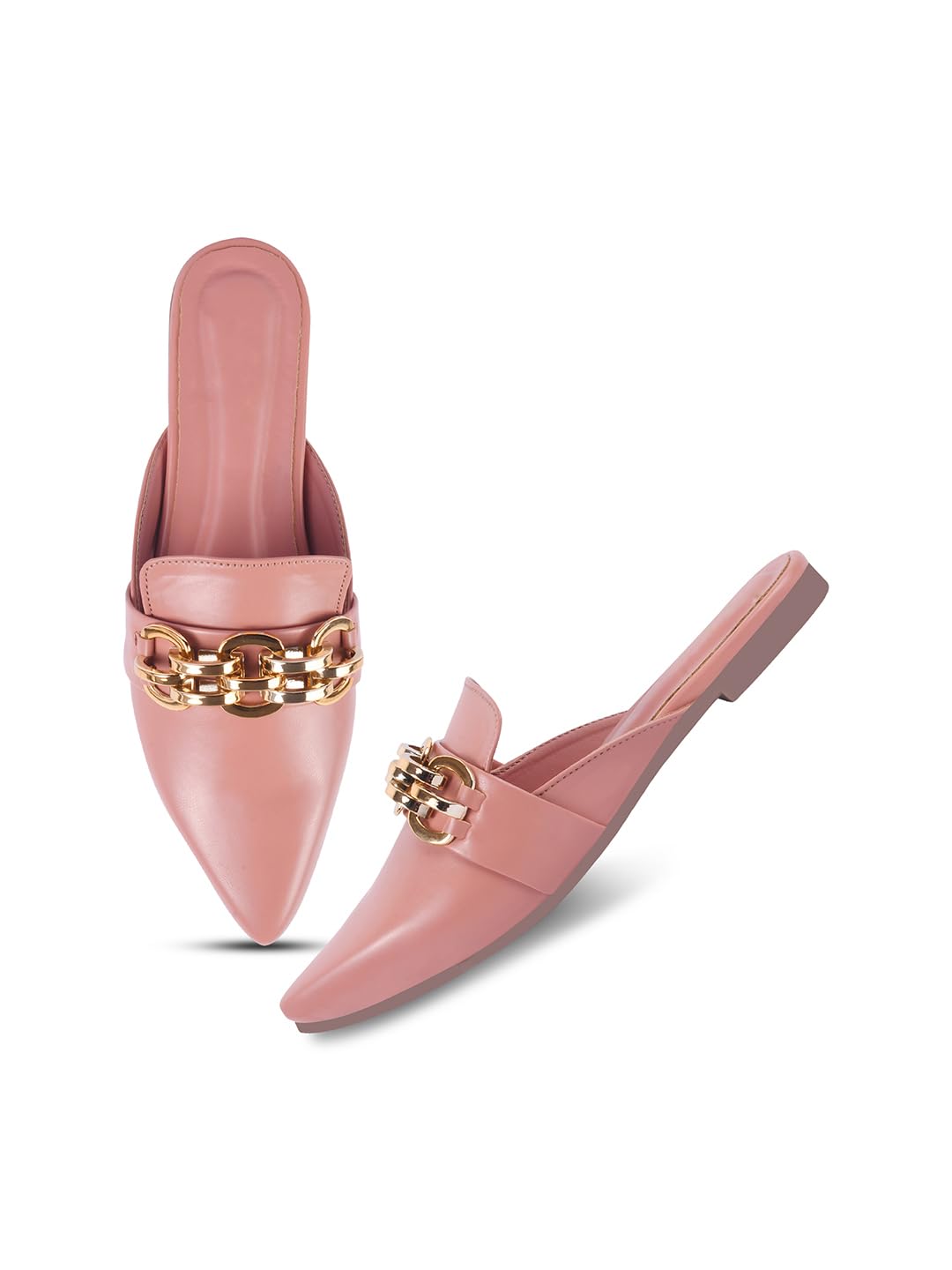 FROH FEET Women’s Pointed-Toe Slip-On Loafers | Chic Chain Detail for Effortless Elegance & All-Day Comfort-image-19