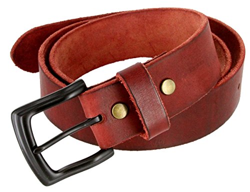 Men's Full Grain Leather Casual Jeans Belt 1-1/2" = 38mm wide BS40-P3926-BLK3